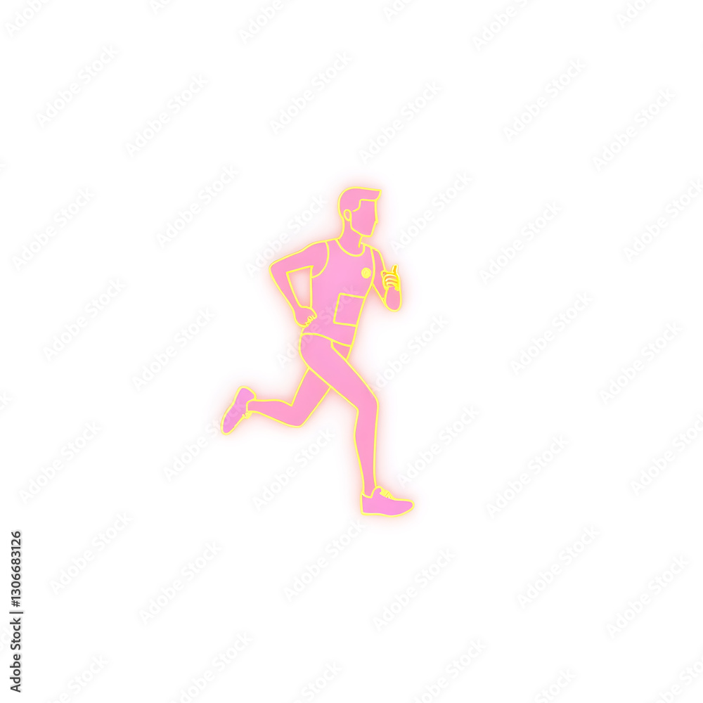 Runner holographic 3D icon. neon symbol vector illustration isolated on white background. Generative AI Runner holographic 3D icon. neon symbol vector illustration isolated on white background. Generative AI