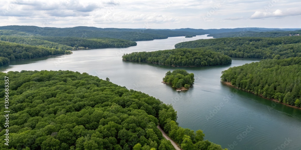 Aerial View Lake Sequoyah Arkansas Lush Greenery Drone Photography Water Nature Scenery Aerial View Lake Sequoyah Arkansas Lush Greenery Drone Photography Water Nature Scenery
