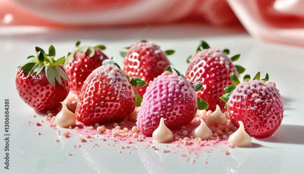 Minimalist high-end strawberry presentation with copy space for culinary design and dessert inspiration. haute cuisine Minimalist high-end strawberry presentation with copy space for culinary design and dessert inspiration. haute cuisine