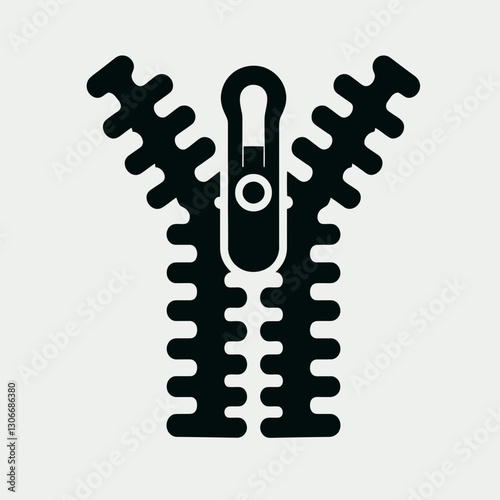 very simple flat and minimalist Zipper Teeth in black on a white background