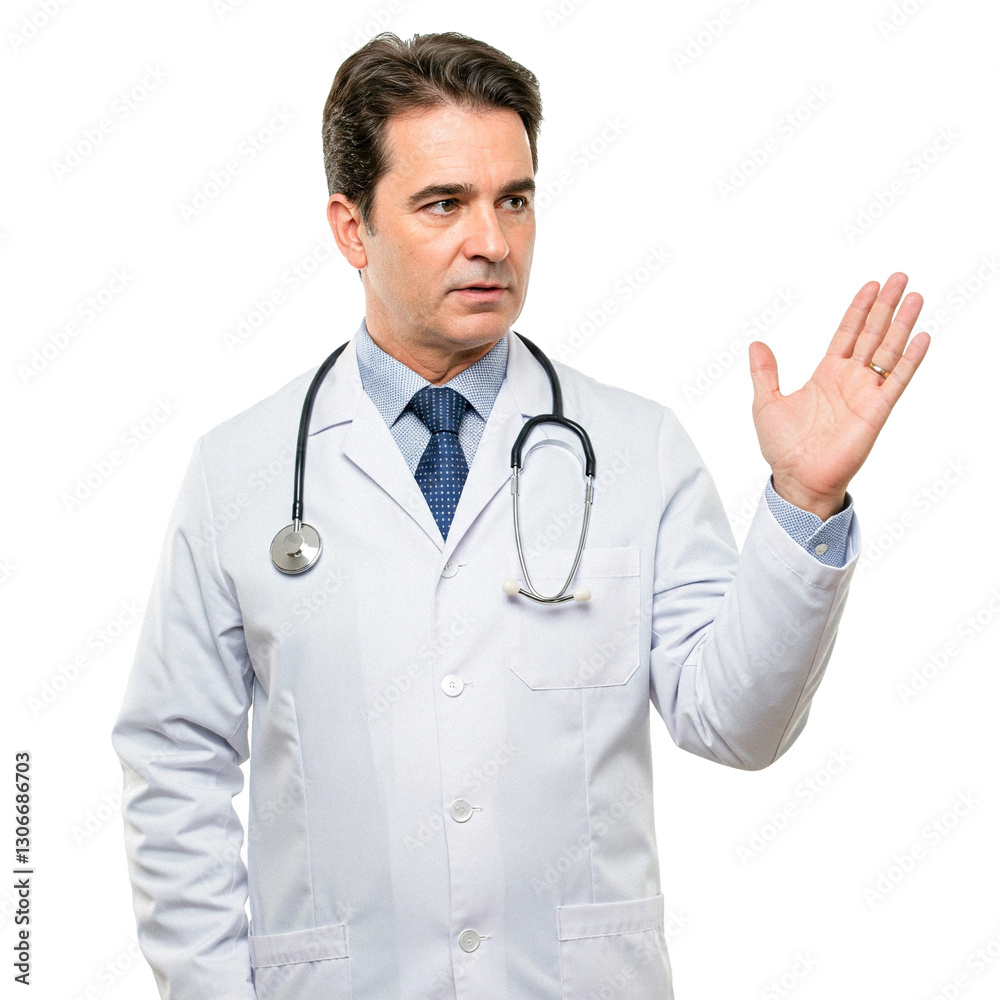 portrait of a male doctor showing his hand portrait of a male doctor showing his hand
