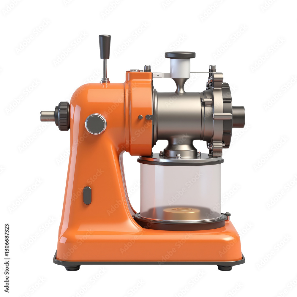 Fototapeta premium Retro Orange Coffee Grinder Showcasing Hand Crank Mechanism