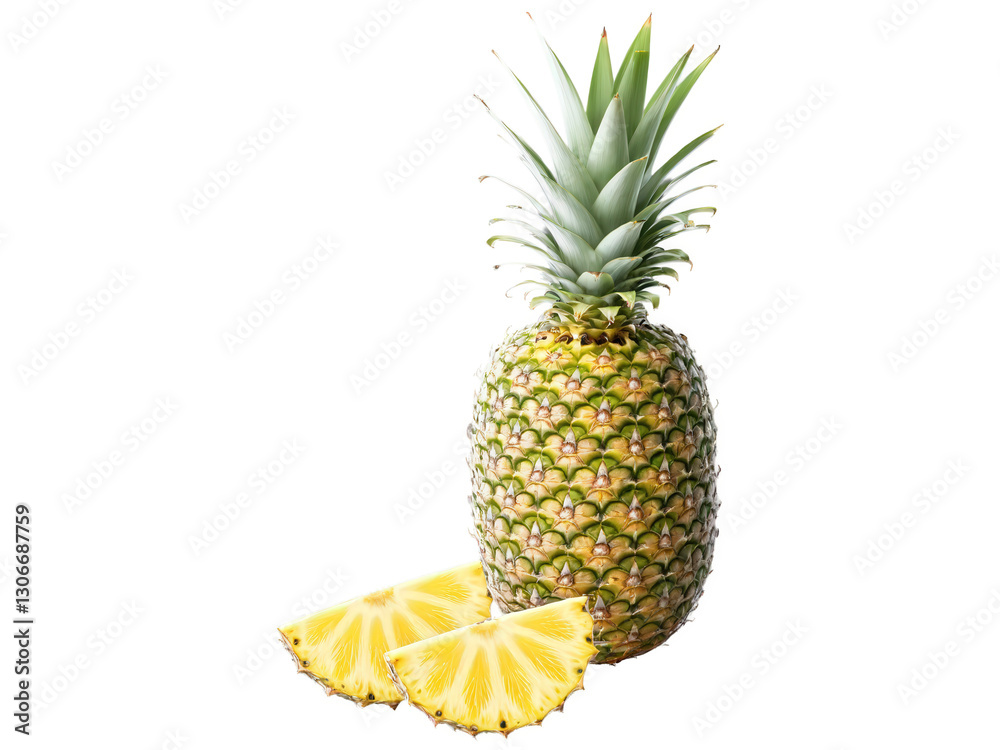 Pineapple (Ananas comosus) Tropical pineapple with bright yellow, juicy flesh and a tangy-sweet taste, eaten fresh, in smoothies, or used Pineapple (Ananas comosus) Tropical pineapple with bright yellow, juicy flesh and a tangy-sweet taste, eaten fresh, in smoothies, or used