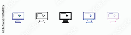 Computer Monitor icons set in different style vector stock 