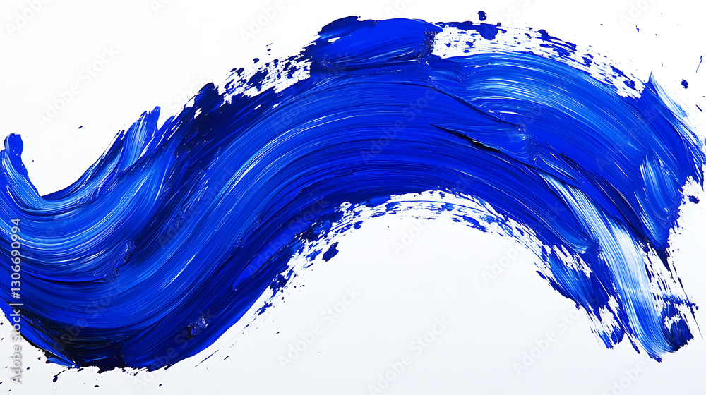 Dynamic blue paintbrush stroke on white background, abstract artistic composition
Dynamic blue paintbrush stroke on white background, abstract artistic composition
