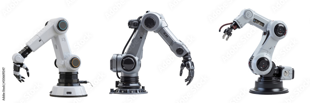 Robotic Arms Displaying Unique Configurations and Poses Robotic Arms Displaying Unique Configurations and Poses