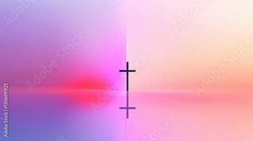 Abstract christian cross on gradient background for spiritual design