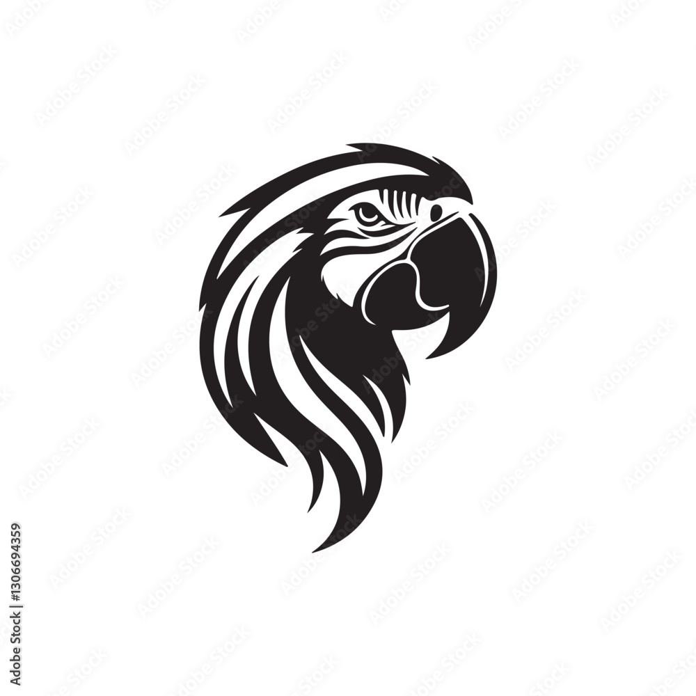 Obraz premium Macaw head vector silhouette logo art