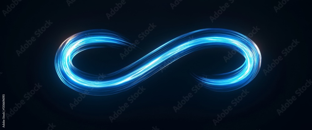 Abstract Infinity Symbol, Light Trails, Dark Background