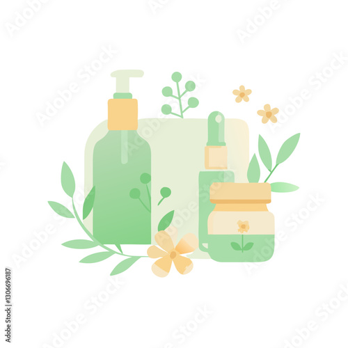 Collection of organic cosmetic products