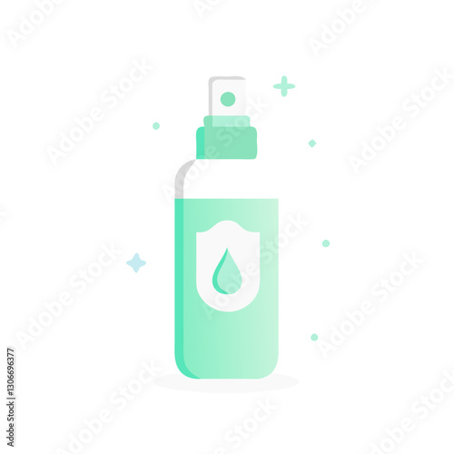 Green skincare mist bottle illustration