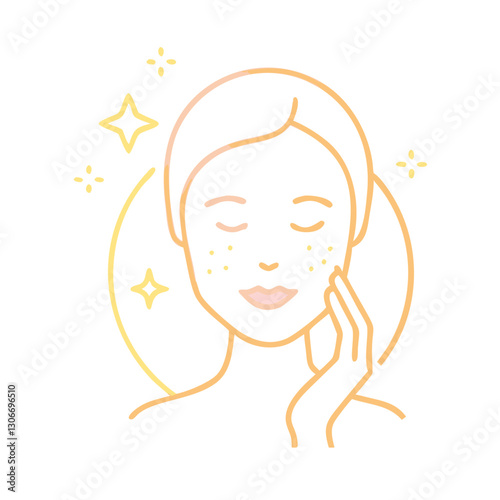 Woman with glowing skin line art