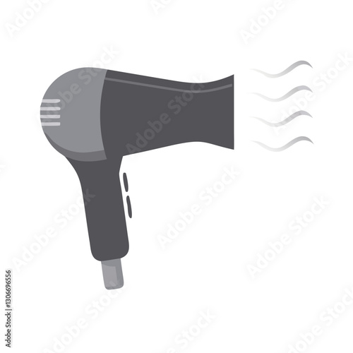 Black hairdryer blowing hot air