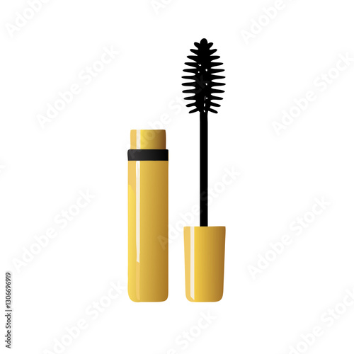 Golden mascara tube with applicator