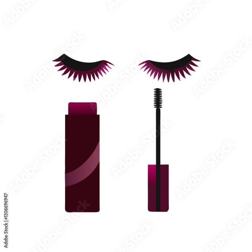 Pink mascara with long false eyelashes