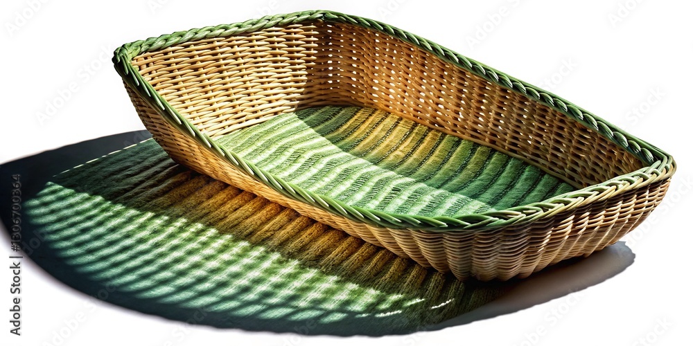 Obraz premium High-contrast bronze sage green pet ramp basket, perfect for food photography.