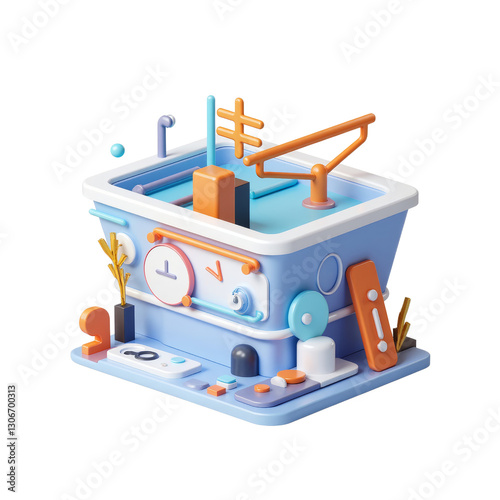 Stylized Indoor Gym with Cartoonish Fitness Equipment