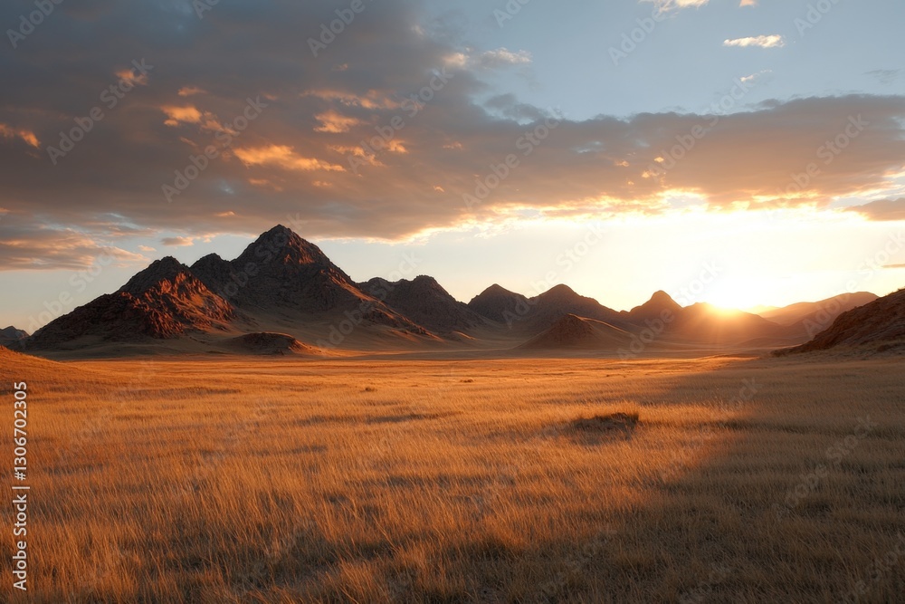 The image showcases a picturesque sunset over rugged mountains, highlighting the interplay of light and shadow across the landscape, creating a serene ambiance. The image showcases a picturesque sunset over rugged mountains, highlighting the interplay of light and shadow across the landscape, creating a serene ambiance.