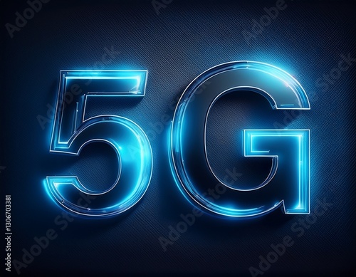 5G text with hologram effect and dark background