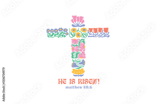 He is risen, Boho Christian Floral SVG t Shirt Design
