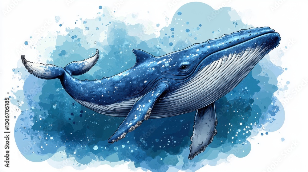 Fototapeta premium blue whale isolated,cartoon illustration style