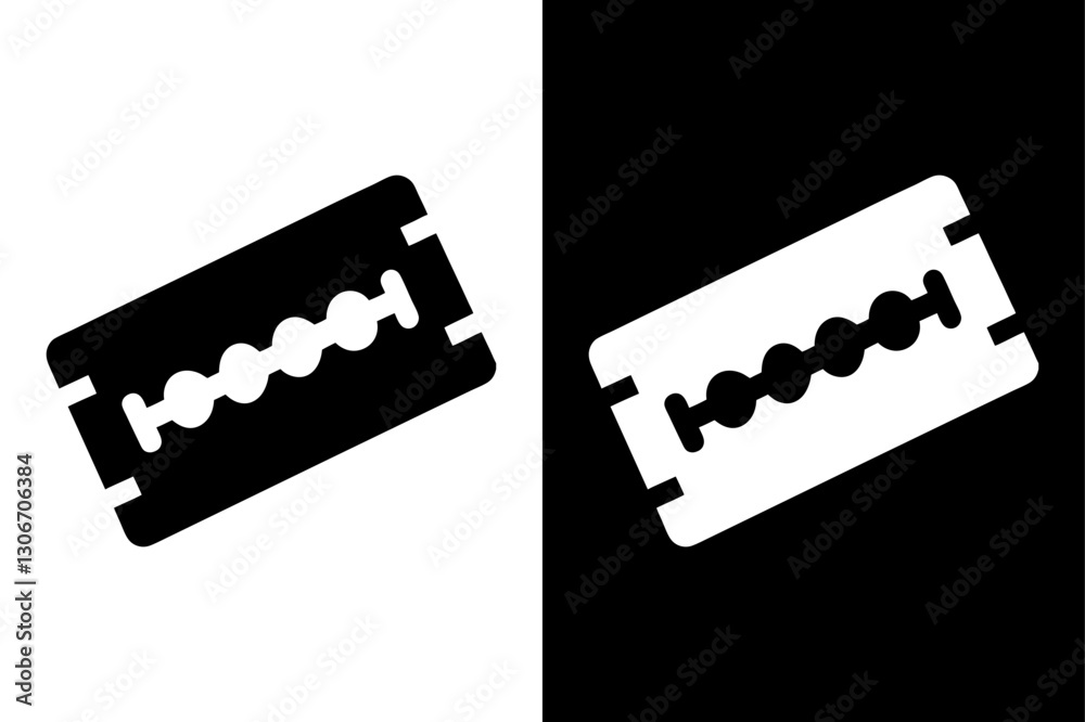 Black and White Razor Blade Silhouette Perfect for Grooming & Barber Designs. Black and White Razor Blade Silhouette Perfect for Grooming & Barber Designs.