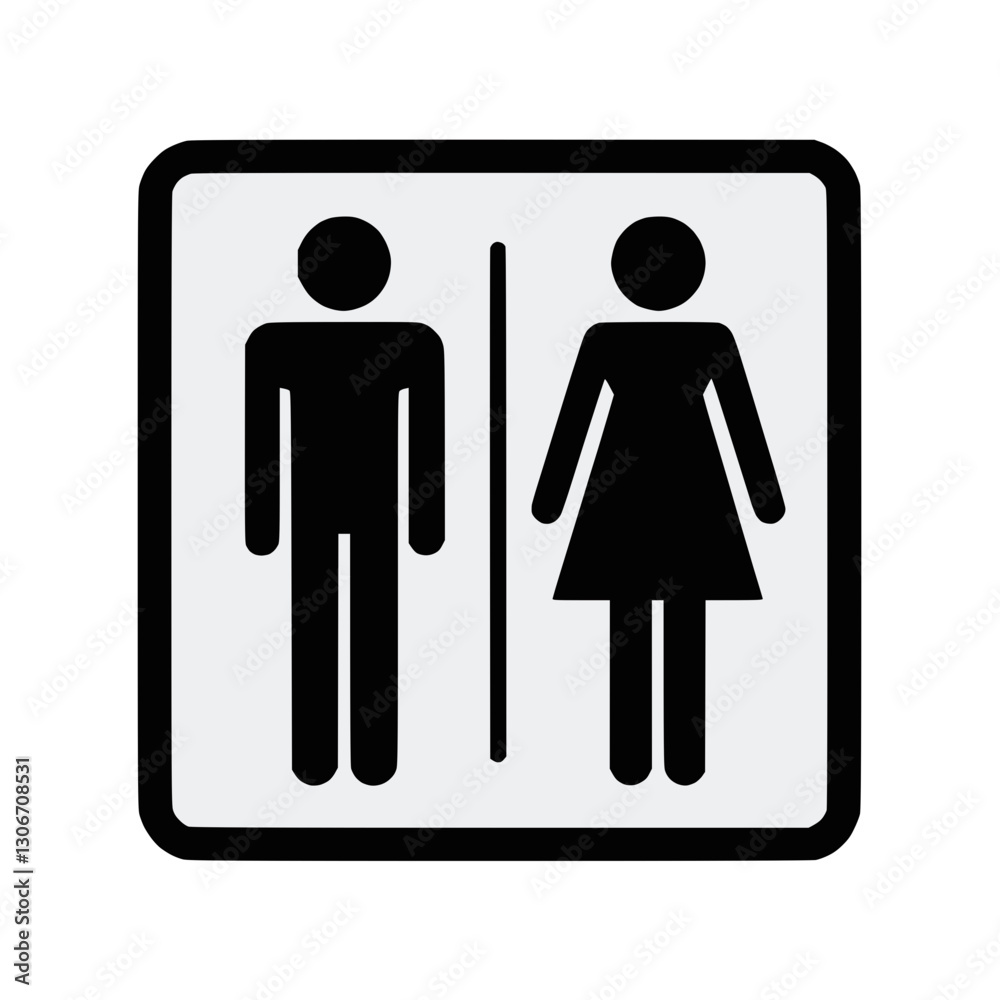 Silhouette icon of male and female restroom signs, representation of gender and facilities Silhouette icon of male and female restroom signs, representation of gender and facilities