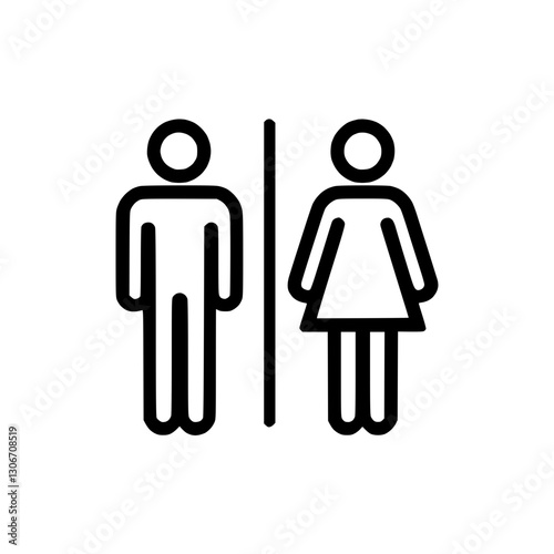 Outline icon of male and female gender signs, representation of restrooms and gender identity