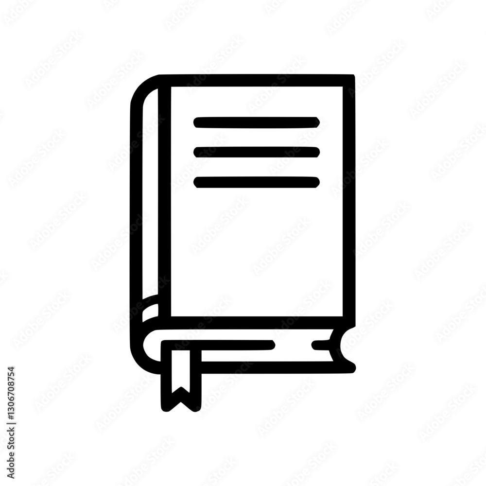 Outline icon of a book, representation of knowledge, journaling, and archivization Outline icon of a book, representation of knowledge, journaling, and archivization