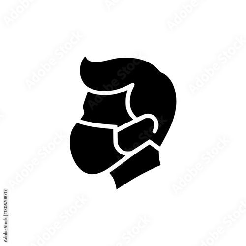 Silhouette icon of a person wearing a mask, representation of health and safety