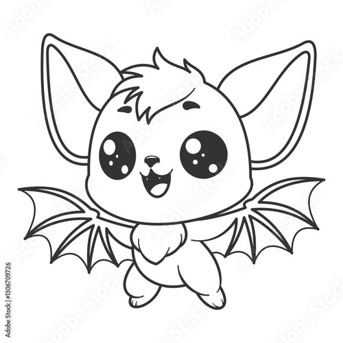 Cute bat feels happy, for coloring