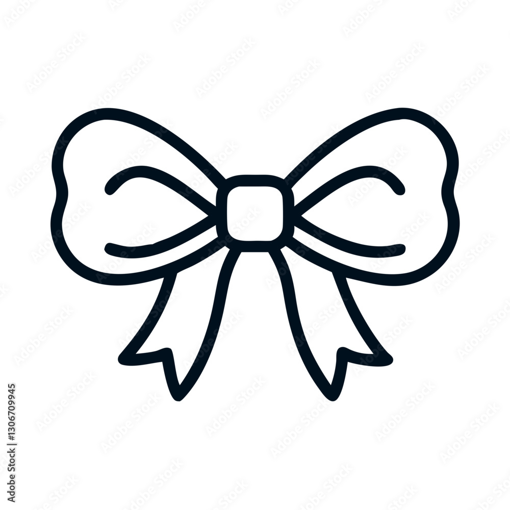 Elegant Black and White Bow Clipart

