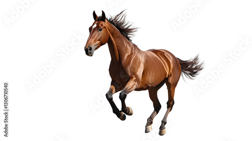 Brown horse, Running horse isolated on white background