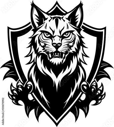 Wallpaper Mural A black and white cat with its mouth open and claws out Torontodigital.ca