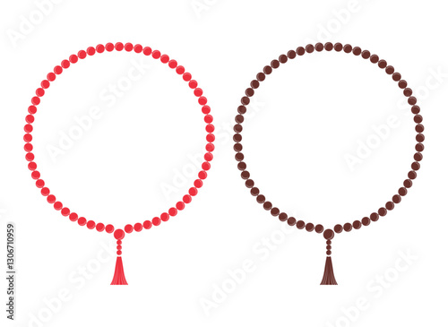 Set of Muslim rosary vector tasbih illustration