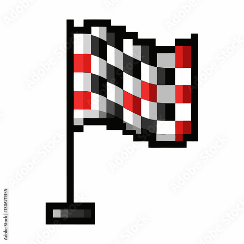 Pixel Art Checkered Flag Icon   Retro Style Racing Finish Line Graphic