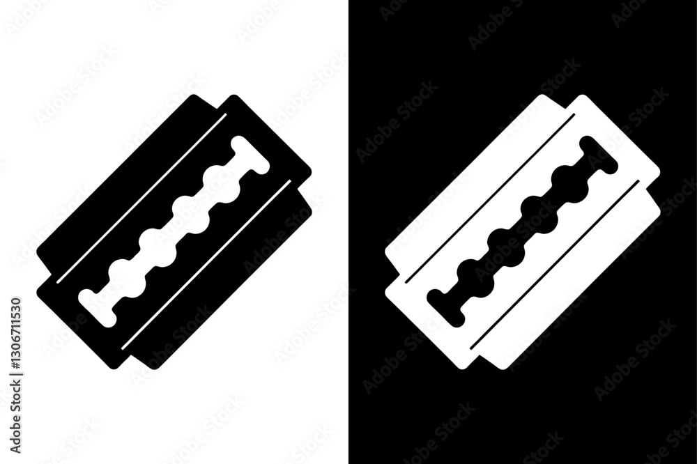 Minimalist Razor Blade Silhouette Vector Icon Black and White Background. Minimalist Razor Blade Silhouette Vector Icon Black and White Background.