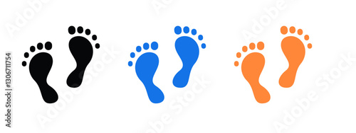 Footprints symbol set, Footprints icon isolated on white