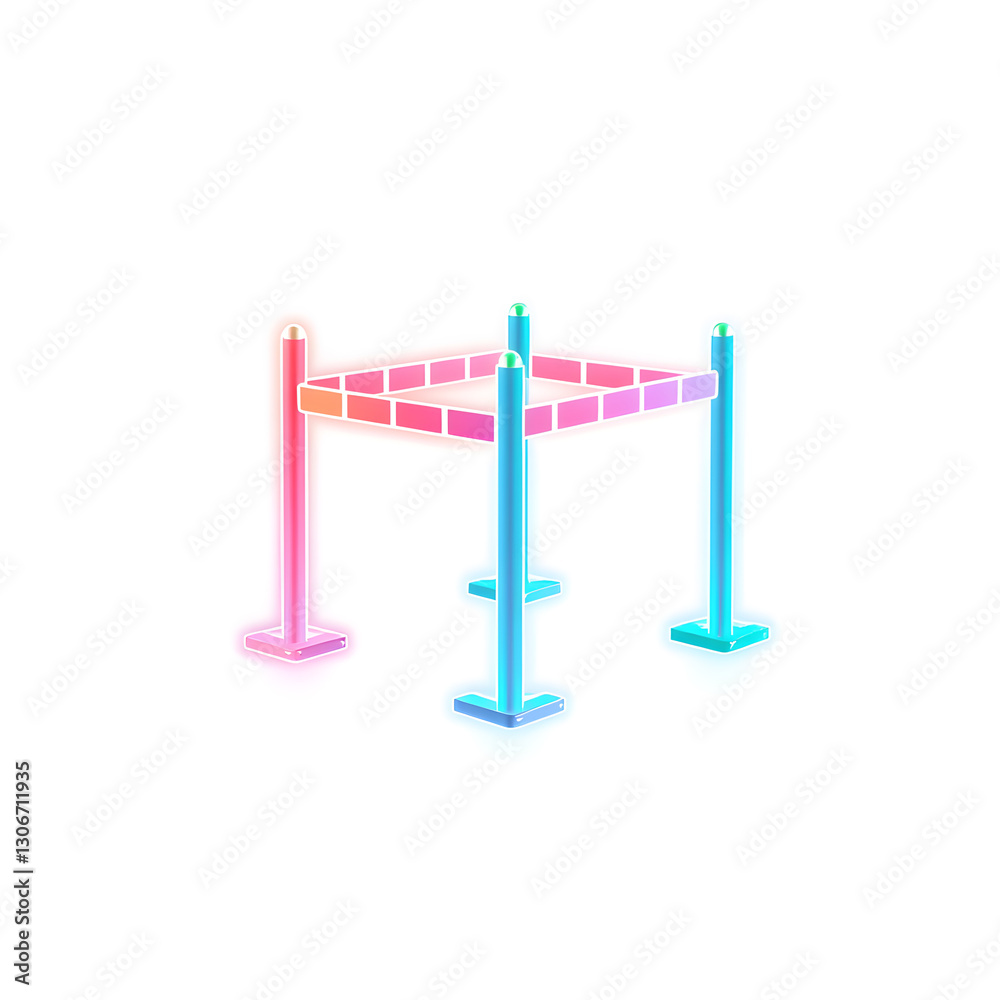 Obstacle course holographic 3D icon. neon symbol vector illustration isolated on white background. Generative AI Obstacle course holographic 3D icon. neon symbol vector illustration isolated on white background. Generative AI