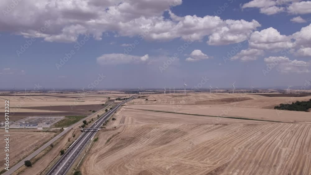 custom made wallpaper toronto digitalA drone in cloudy weather over farmers' fields. A dirt road passes by. Summer, Italy.