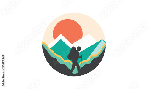 Hiking logo. trekking logo for t-shirt , Outdoor event logo, Adventure life slihoutte , Ready for print
