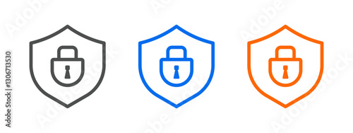 Security shield icon isolated on white