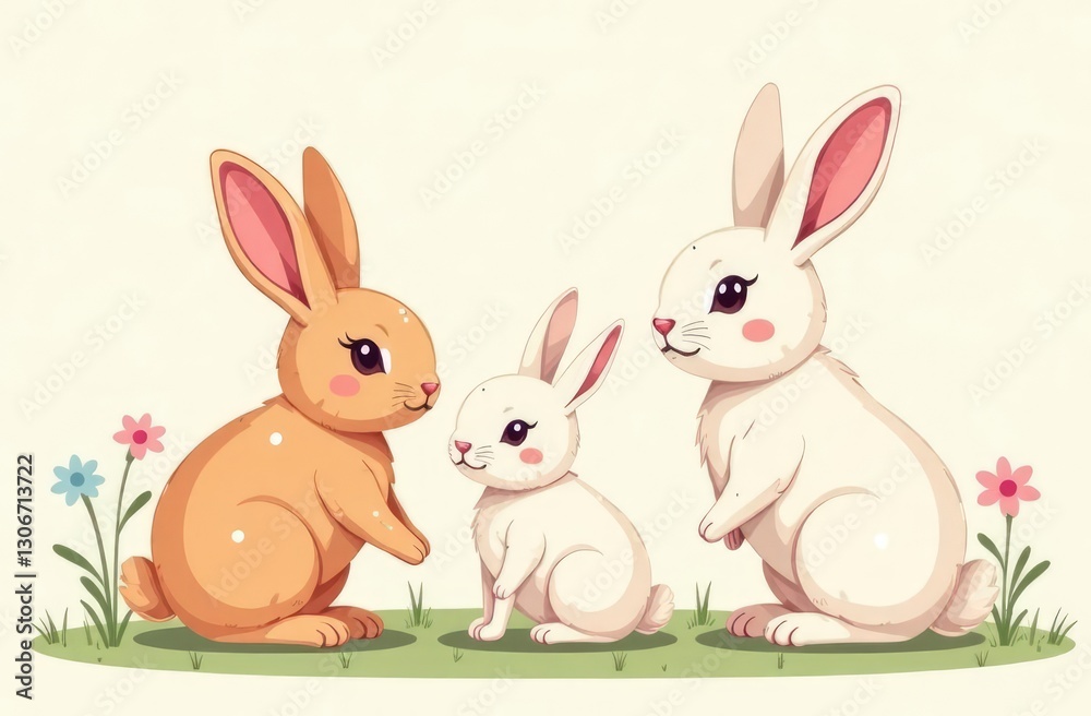 Cute hand drawn easter bunnies design, easter doodle background, great for textiles, banners, wallpapers, wrapping Cute hand drawn easter bunnies design, easter doodle background, great for textiles, banners, wallpapers, wrapping