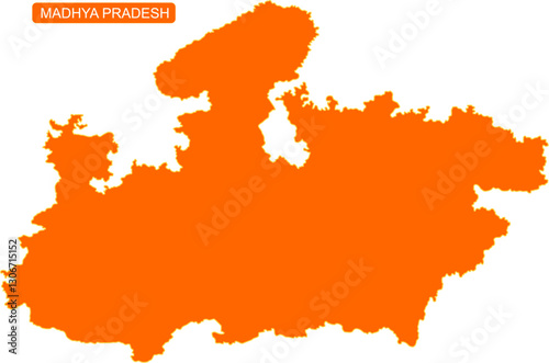 Map of Indian state Madhya Pradesh in solid orange color