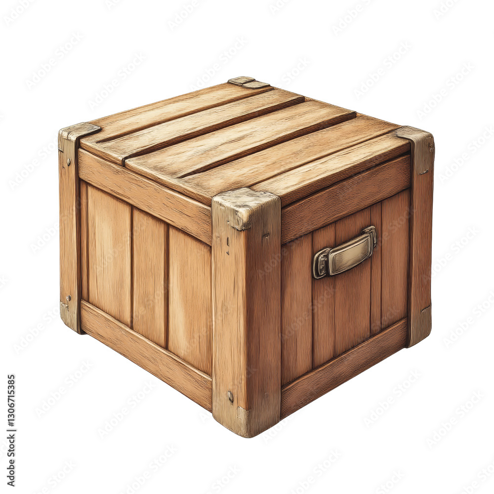 Wooden Crate with Hinged Lid and Brass Fittings Displayed Wooden Crate with Hinged Lid and Brass Fittings Displayed