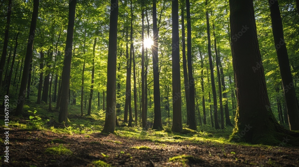 Obraz premium Vibrant forest with trees and rich soil working together