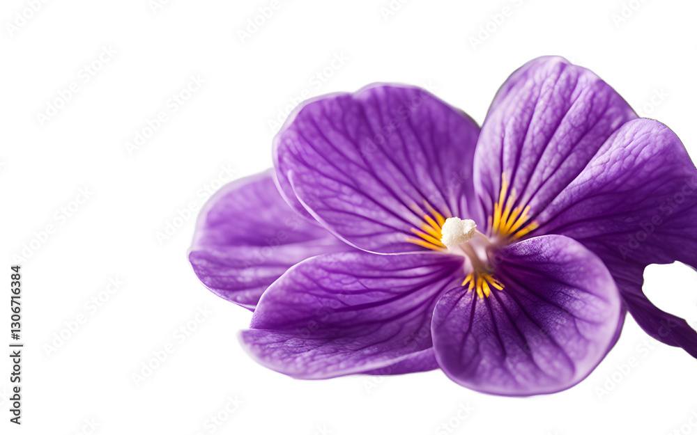 A flowering violet with soft purple petals, isolated on a empty plain background A flowering violet with soft purple petals, isolated on a empty plain background