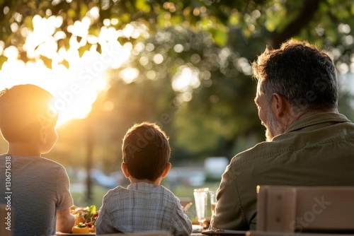A heartwarming image of a grandfather enjoying quality time with his grandchildren during sunset, highlighting themes of family, love, and cherished moments.