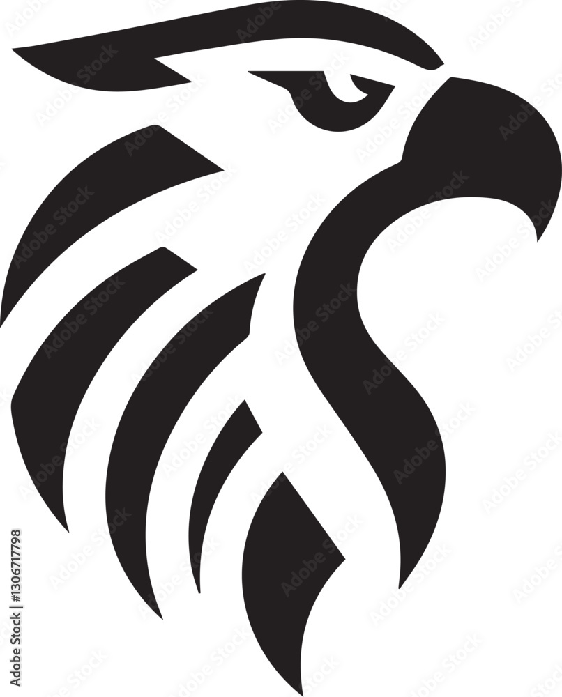 Obraz premium Bold Tribal Eagle Head Vector Logo in Black and White