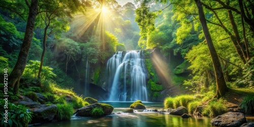 Waterfall amidst dense foliage